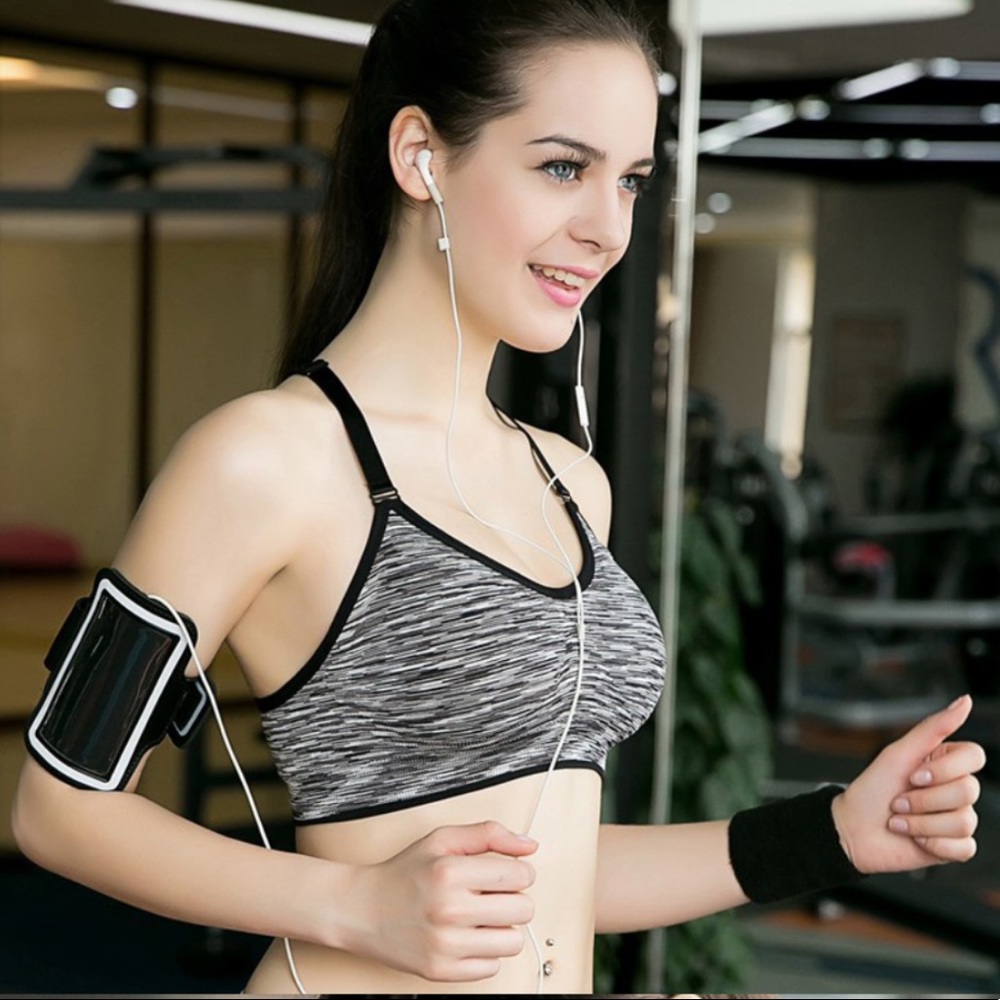 Black and Grey Adjustable Padded Sports Bra